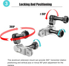 Aluminum Ball gopro Handlebar Mount, 360 Rotation and Lock Any Direction, Shock-Resistant, Compatible with Gopro Hero 8 9 10 11 12, Max, DJI OSMO Action Camera