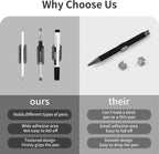 12 Pack Pen Holder for Desk, Silicone Pencil Holder with 12 Extra Adhesive Stickers, Adhesive Pen Holder & Marker Clip for Classroom Office Desk or Any Surface, Teacher Accessories Supplies (Black)