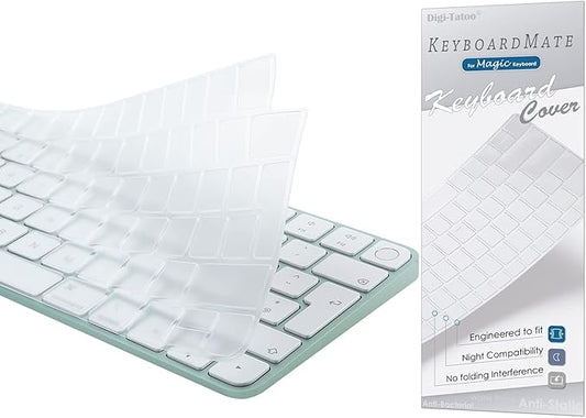 Keyboard Cover for New M4 iMac Magic Keyboard(Europe Layout, 7 Shape Enter Key) Model A3118/A2449, Touch ID Version w/o Numeric Key - Ultra Thin, Protective and Clear Protector Skin