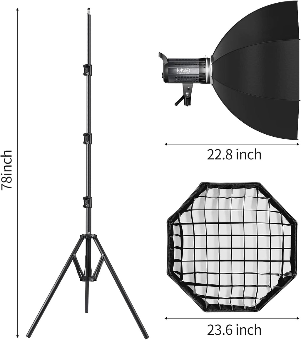 Bi-Color LED Video Light, GVM 200W Photography Lighting with Bowens Mount, Continuous LED Lighting Dimmable 3200K-5600K, CRI97+, APP Control System, YouTube, Portrait Studio Lighting Kit with Softbox