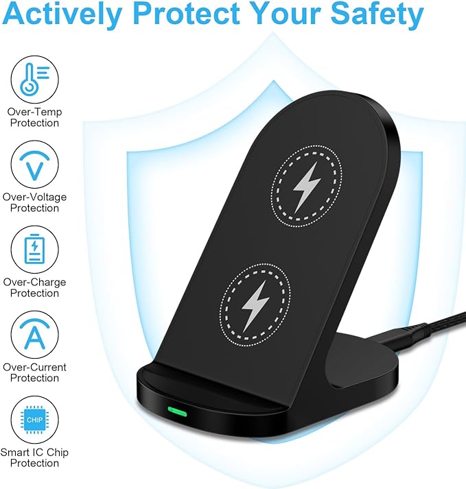 15W Fast Wireless Charger Phone Charging Stand for Google Pixel 10 Pro XL/9/8a/8 Pro/7a/7,Android Phone Wireless Charging Station Charger for Samsung Z Fold 7/6/5/Z Flip 7/6/S24 Ultra/S23/S22/S21/S20