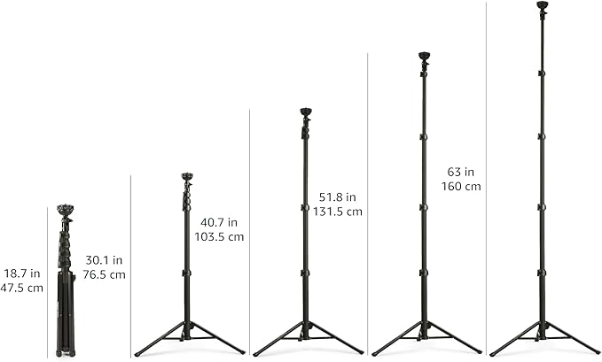 Amazon Basics 64-inch Extendable Tripod for iPhones and Smartphones, Selfie Stick Mode and Phone Tripod Mode, Black