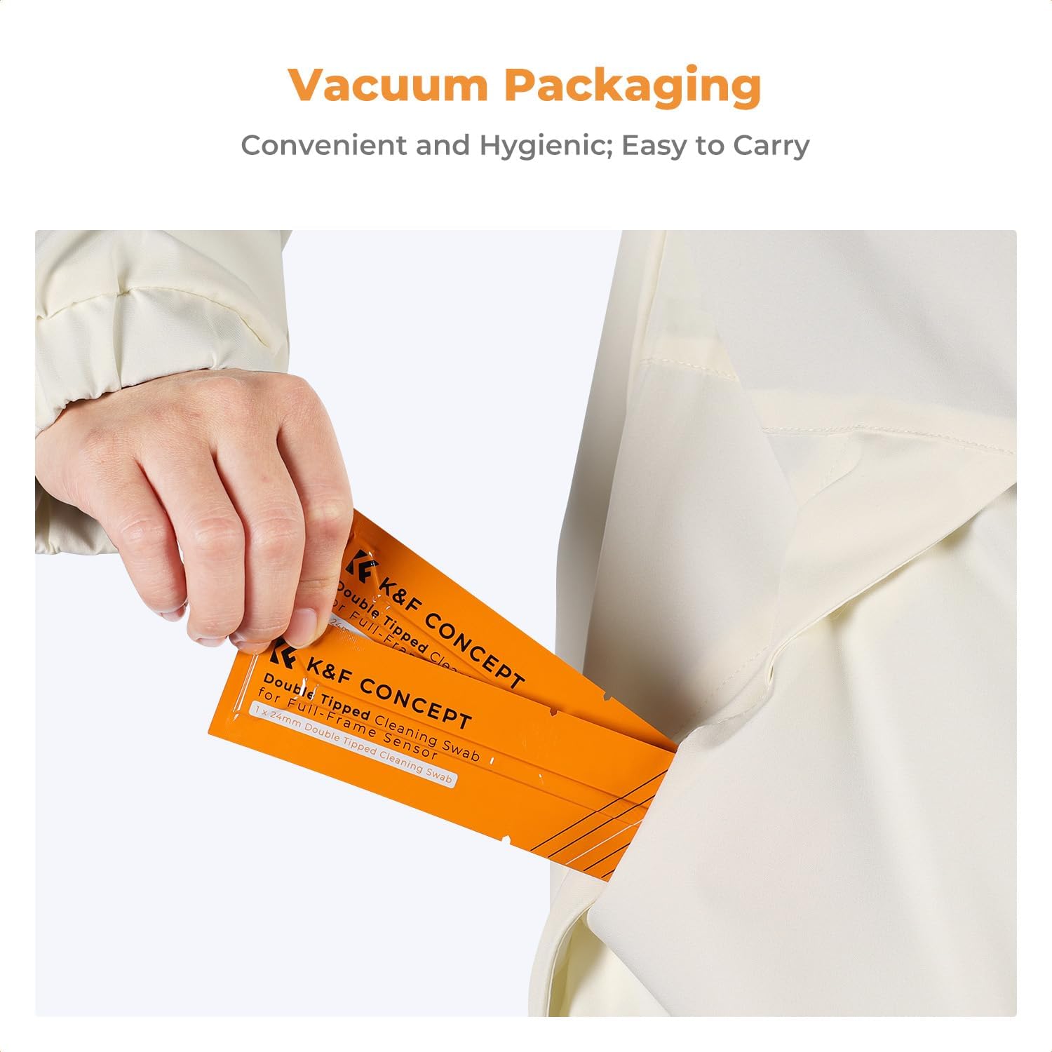 K&F Concept 14pcs Double Tipped 24mm APS Full Frame Sensor Cleaning Swab, DSLR or SLR Digital Camera Cleaning kit and Full Frame Sensor Cleaning Swab