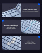 Foldable Keyboard and Mouse, Samsers Folding Bluetooth Keyboard Combo, 2.4G + BT5.0 x 2, Full-Size Portable Travel Keyboard & Rechargeable Wireless Mouse for Windows Android iOS Mac OS, Blue