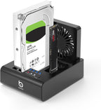 M.2 NVMe & SATA HDD Docking Station,10Gbps USB3.2 Gen2 SSD Cloner for M.2 NVMe SSD + SATA 2.5”/3.5” HDD Converter, Offline Cloning, Tool-Free, Cooling Fan