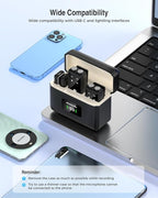 PQRQP Wireless Microphone for iPhone, iPad, Android(Lightning/USB C), Dual Microphones 20 H Battery Life, Mini Microphone, Cordless Double Mics for Video Recording, YouTube, TikTok, 164FT