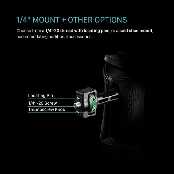 Tilta Xeno Side Handle for Filmmakers & Cameras - Black | Secure Connection & Helps Prevent Rotation | Adjustable Height | Textured Silicone Grip | Convenient Assembly (1/4"-20 w/Locating Pins)