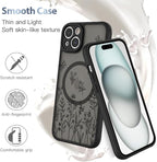 AIGOMARA Magnetic Case for iPhone 15 Plus [Compatible with MagSafe] Cute Black Flower Floral for Women Girls Soft TPU Bumper Hard PC Back Anti-Fall Shockproof Protective Slim Cover