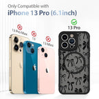 AIGOMARA Case for iPhone 13 Pro [Compatible with MagSafe] Black Ribbon Bow Pattern Design Soft TPU Bumper Hard PC Back Anti-Fall Shockproof Protective Slim Magnetic Cover for Women Girls