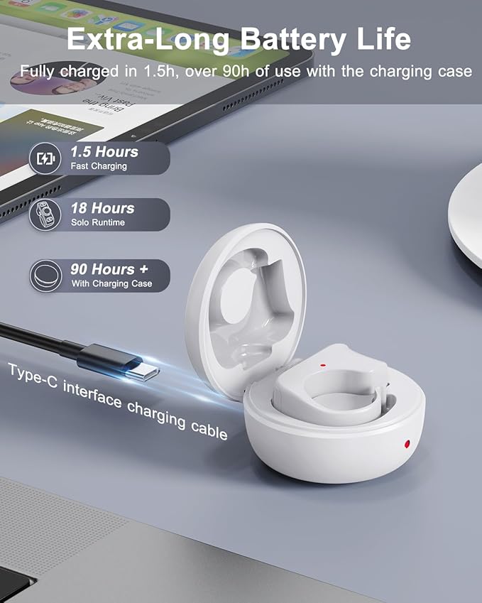 TikTok Scrolling Ring Remote Control, Camera Shutter Remote, Wireless Bluetooth Scrolling Ring for iPhone, iPad, iOS, Android - White