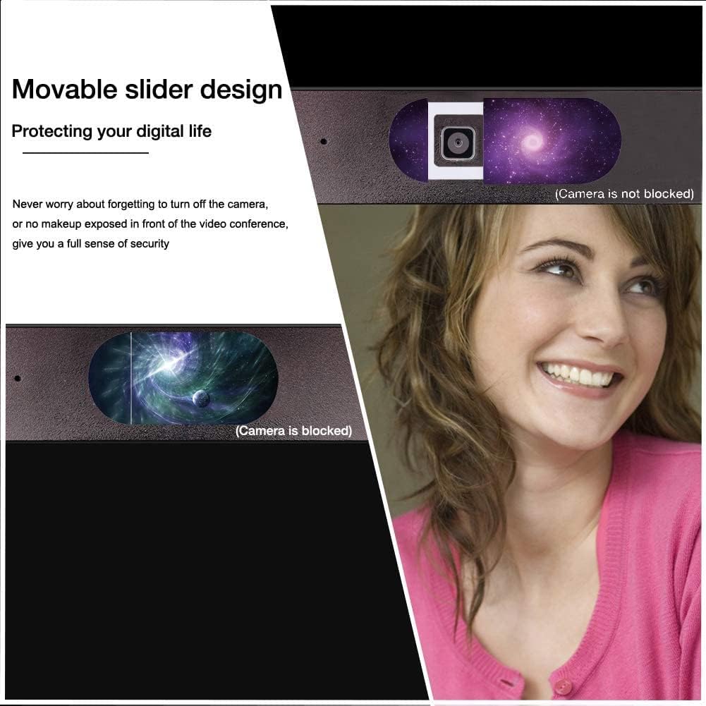 Laptop Camera Cover Slide (5 Pack),Thin Web Camera Cover for Laptop, Desktop, PC, iPad, iMac, Tablet,Protecting Your Privacy Security (Universe)