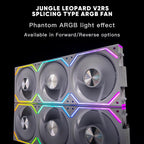 Jungle Leopard Interstellar V2 RS 120mm Case Fan Infinity Mirror Module Daisy-Chain ARGB Fan Triple Pack Suitable PC Cooling Fans 360mm AIO Cooler(White-3Pack)