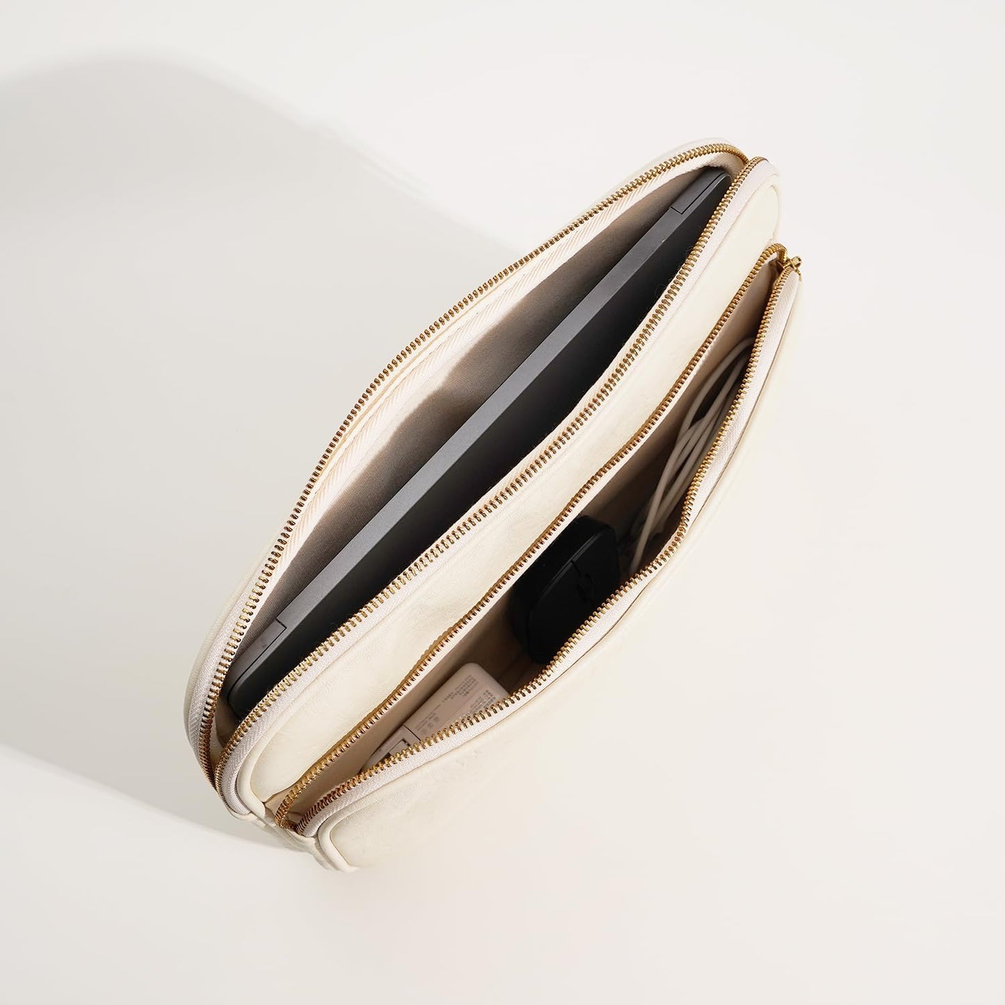 14 Inch Laptop Sleeve Bag - Compatible with MacBook Pro 14, MacBook Air 13, Surface Pro 9, Surface Laptop Studio - Cream