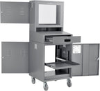 Global Industrial Mobile Security LCD Computer Cabinet Enclosure for 24" Diagonal Monitors, Steel Construction, Gray Powder Coat Finish, 24-1/2"W x 22-1/2"D x 62-3/4"H