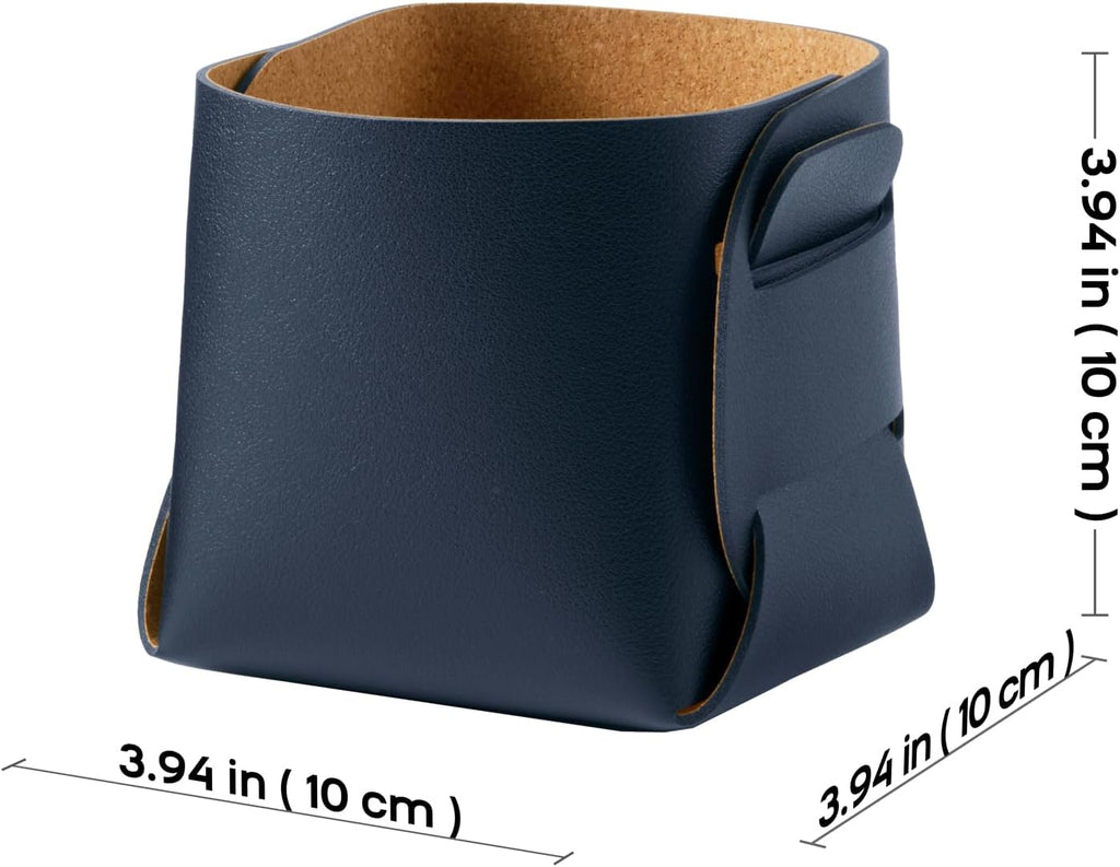 HOMIEAZICOZI 2-Pack Cork Leather Desk Accessories Storage - Pencil Pen Holder - Makeup Brush Holder Organizer - Stylish Addition to Home Decor (Dark Blue)