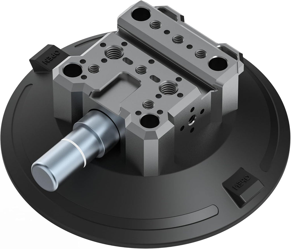 6" Suction Cup Camera Mount – Ultimate Car Camera Mount with Cold Shoe, NATO Rail, and Threaded Holes for Cameras, Action Cameras, Phones (6")