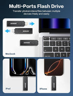 512GB Flash Drive Intended for iPhone, Memory Stick Storage Files Photos Videos Backup, Compatible with iPhone iPad Android PC, Plug and Play, No Application Required (Metal Gray)