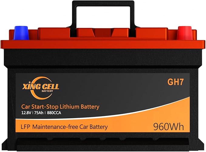 XingCell H7 Group 94r 12V 75Ah 880CCA LiFePO4 Lithium Car Battery - Long lasting and Lightweight Design for Car Audio Replacement Batteries