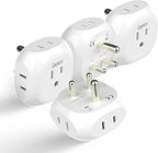 Ceptics India, Pakistan Travel Adapter - 4 Input - Ultra Compact - Light Weight - USA to Any Type D Countries Such as Bangladesh, Maldives and More - 4 Pack (PT-10-4PK)