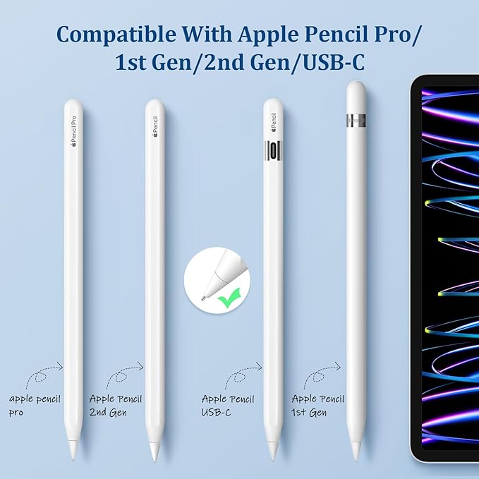 Replacement Tips for Apple Pencil 1st/2nd Gen,No Wear Out Upgraded Apple Pencil Tips,Metal Pencil Nibs for Precise Control - Pen Like 0.78mm Longer Tips for iPad Pencil - 4 Pack White