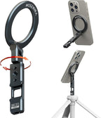 Magnetic Tripod Phone Mount,Travel Phone Grip for iPhone,Foldable Desk Stand Magnet Phone Holder, Phone Mount for Content Creator with 1/4" Hole&Cold Shoe for iPhone 16/15/14/13/12/Tripod