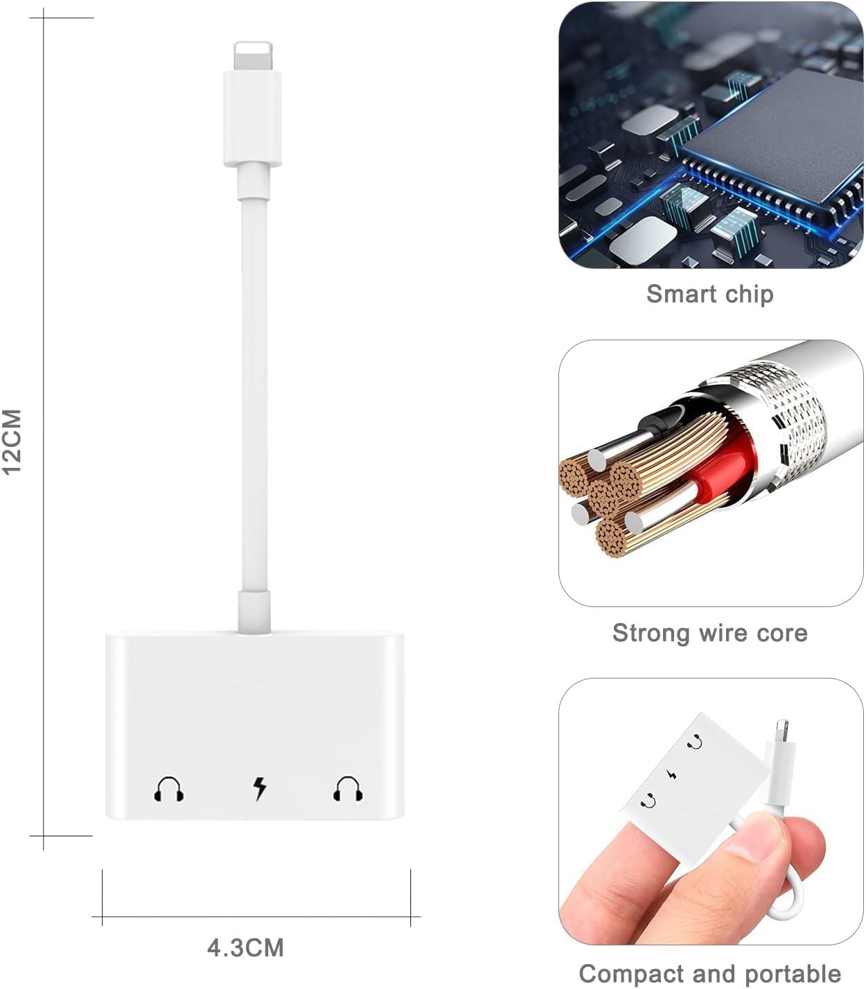 3in1 Lighting to 3.5mm,Headphone Adapter for iPhone, Dual Earphone Jack Audio and Charging Adapter,Headphone Splitter for iPhone 14/13/12/11/XS Max/XR/8/7 Plus /6/ iPad,Support iOS 10 to16