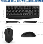 Wireless Keyboard and Mouse Combo, EDJO 2.4G Full-Sized Ergonomic Computer Keyboard with Wrist Rest and 3 Level DPI Adjustable Wireless Mouse for Windows, Mac OS Desktop/Laptop/PC