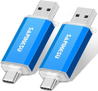 3.0 USB C Flash Drive, USB-A & Type-C OTG Thumb Stick, Dual Memory Sticks Compatible with PC/Laptop/Type C Cell Phone and Tablet (Blue/Blue, 512GB)