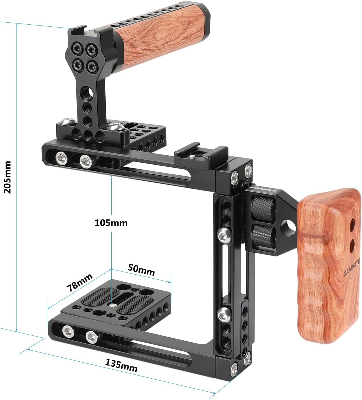 CAMVATE Universal Adjustable Camera Cage Fit for Right Handle and Left Handle Camera(Only Come with Left Handle Grip) - 1726