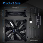 Quiet 140mm USB Fan, 5V USB Portable Cooling Fan for Flat Panel TV Receiver Router DVR PlayStation Xbox Computer Cabinet Cooler