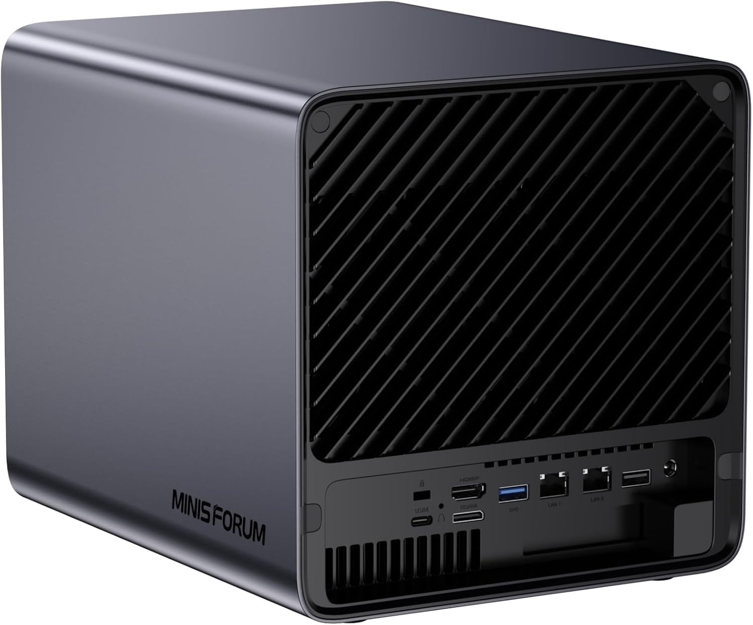 MINISFORUM N5 Pro-P370 5-Bay Desktop NAS(0+128GB), AMD Ryzen AI 9 HX Pro 370 12C/24T Up to 5.1GHz, 10GbE+5GbE, 3× M.2/U.2, OCuLink, HDMI/2 x USB4 4K 144Hz, PCIe ×16, MinisCloud OS