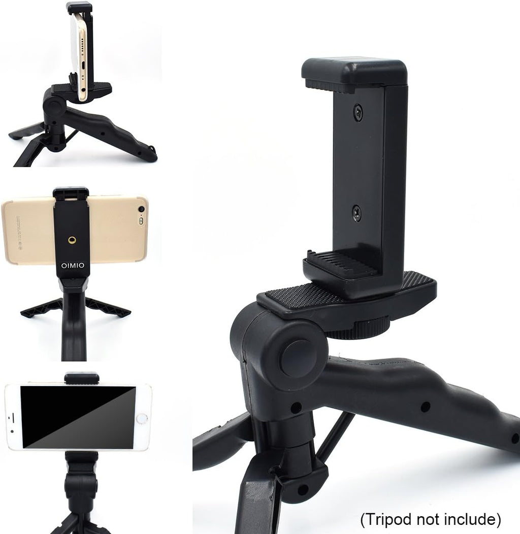 Universal Cell Phone Tripod Mount Adapter, OIMIO Phone Holder Clip Connector Head Used for Monopod Selfie Stick DSLR Travel Mini Flexible Tripod and More(2 Pack)