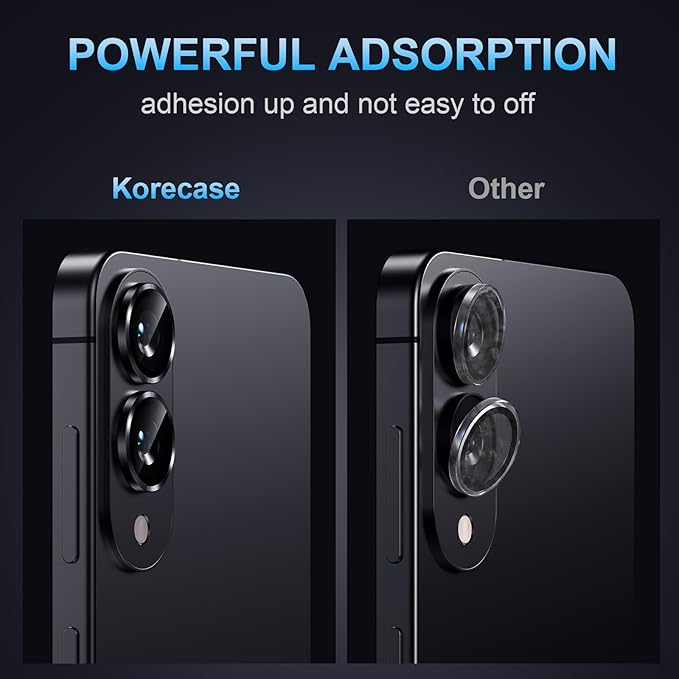 Korecase for Samsung Galaxy S25 Edge Camera Lens Protector, 9H Tempered Glass Anti Scratch Camera Screen Protector Shockproof Film Shcokproof Metal Ring Lens Protecor for Galaxy S25 Edge,Black