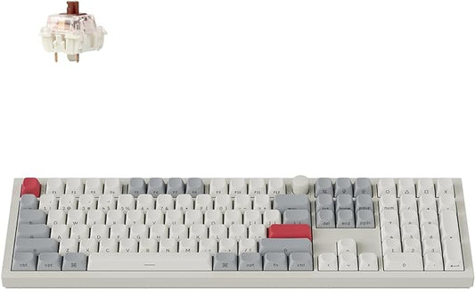 Keychron Q6 Max QMK/LAUNCHER Wireless Bluetooth/2.4 GHz/USB-C Wired Custom Mechanical Keyboard, Full Size Programmable Knob RGB Backlit Hot-Swappable Gateron Brown Switch for Mac Windows Linux - White