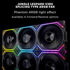 Jungle Leopard Interstellar V2 RS 120mm Case Fan Infinity Mirror Module Daisy-Chain ARGB Fan Triple Pack Suitable PC Cooling Fans 360mm AIO Cooler(Black-3Pack)