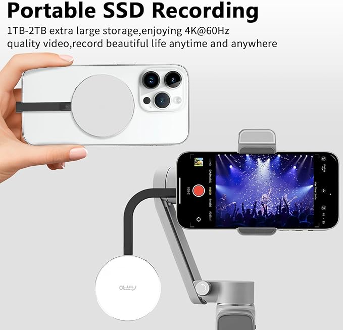 P10 Magnetic PSSD 2TB，for iPhone MagSafe Portable SSD, Upto 2000MB/s-Type-C, SM2320，USB 3.2 Gen 2x2 20Gbps, Connectivity, Updated Firmware - Portable Magnetic External Solid State Solution