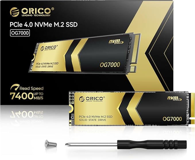 ORICO OG7000 4TB PCIe Gen4 NVMe SSD, Up to 7400MB/s, 8-Channel Controller, Graphene Thermal Solution, Ideal for 4K Video Editing, 3D Rendering, Content Creation, Compatible with PS5 and PC