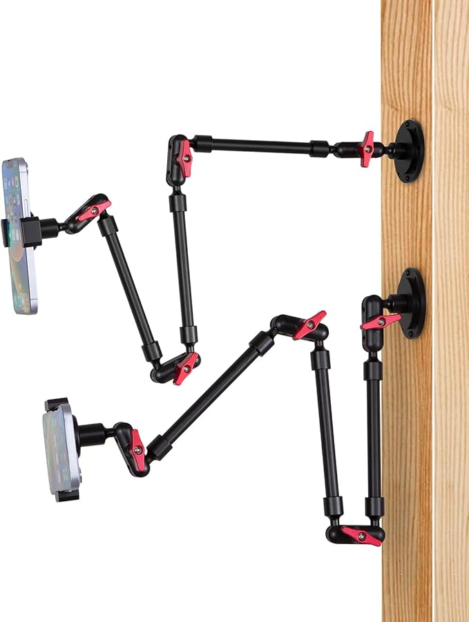 Super Upgraded Magic Arm with LED, 82cm Length, Phone Wall Mount Holder Bracket, Desk Mount, Phone Clip and Camera Clamp（Metal Base +82cm arms+Metal Clip