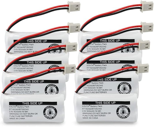 Kruta BT162342 BT262342 Cordless Phone Batteries Compatible with BT183342 BT283342 BT166342 BT266342 VTech CS6114 CS6419 CS6719 at&T EL52300 CL80111 Handset Telephone (Pack 8)