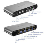 4 Computers 2 Monitors USB 3.0 HDMI KVM Switch 4K@60Hz with Hotkey Switching, Automatic Switching 4 Port Dual Monitor, Aluminum, Digital Display, USB 3.0 Audio/Mic, EDID, HDR10 with Cables