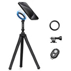 K&F Concept Flexible Tripod, Magnetic Flexible Phone Stand with Wireless Remote, Mini Vlogging Tripod for Magsafe iPhone 16 Pro Max/15/14/13/12 All Phones and Actions Camera.