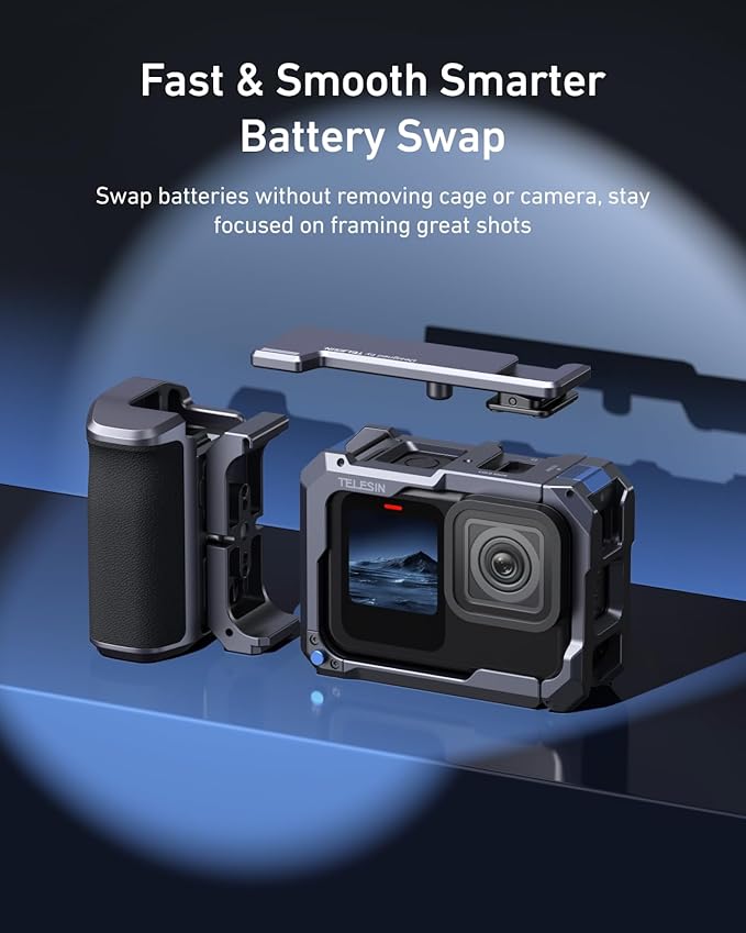 TELESIN Street Grip Kit For Hero 9-13 | Without Metal Rabbit Cage | Camera Grip Holder with Seesaw Design | Ergonomic Handle Grip Design | Backup TF Card Slot | Quick Battery Access | Vlog Grip Holder