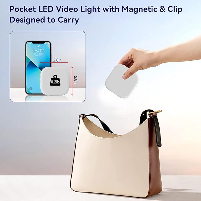 Mini Magnetic Phone Selfie Light Compatible with iPhone Magsafe, Clip on Pocket Light for Tablet Laptop Computer Zoom Video Call TikTok YouTube Video Recording Phone Filming Makeup