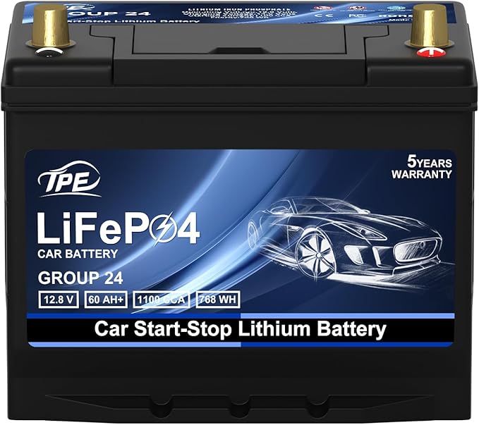 TPE GROUP G24 Lithium Car Battery - High Capacity, 12V, Maintenance-Free, Long-Lasting for Reliable Power