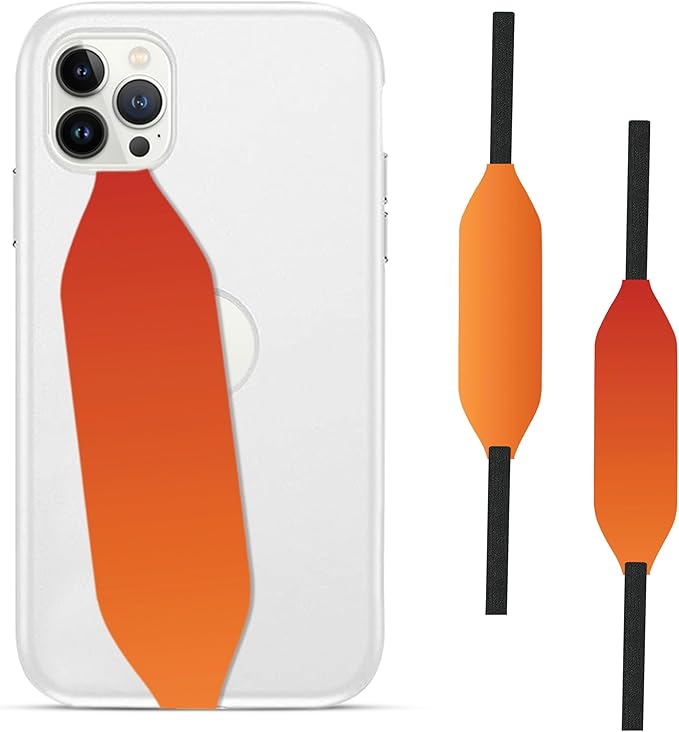 Phone Grip Strap - Pack of 2 Reversible Finger Holder for Phone Back, Customizable Anti-Slip Design, Wireless Charging Compatible Detachable Holder for iPhone - Sherbert Sunset