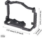 A7R V Cage, Hersmay Aluminium Full Camera Cage for Sony A7R V Mirrorless Camera Cage Support Accessories Kit Vlog Video Shooting Filmmaking Rig Stabilizer with 1/4" and 3/8" Arri Locating Hole
