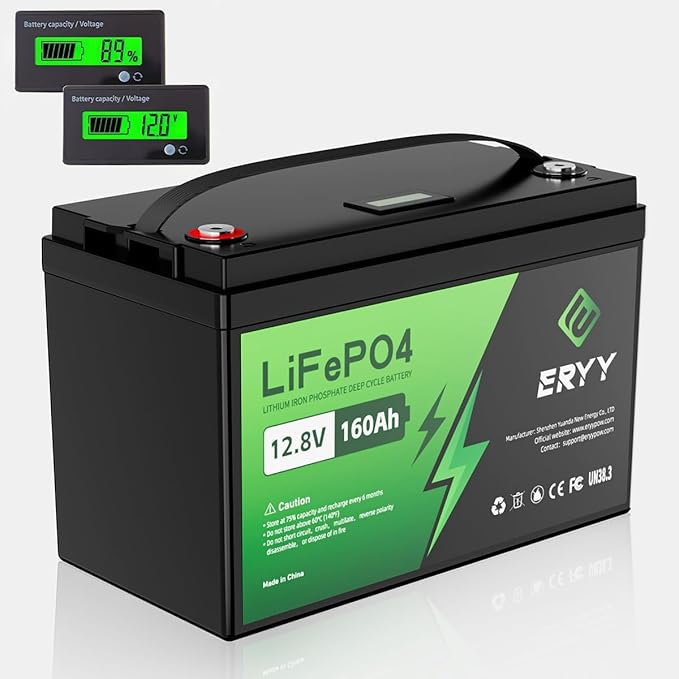 12V 160Ah Lifepo4 Battery (Group 31), 12V Lithium Battery 160Ah, 2048Wh Energy & Upgraded 100A BMS, 5000+ Rechargeable Deep Cycle Marine Battery for RV, Boat, Solar System, Off-Grid, Camper