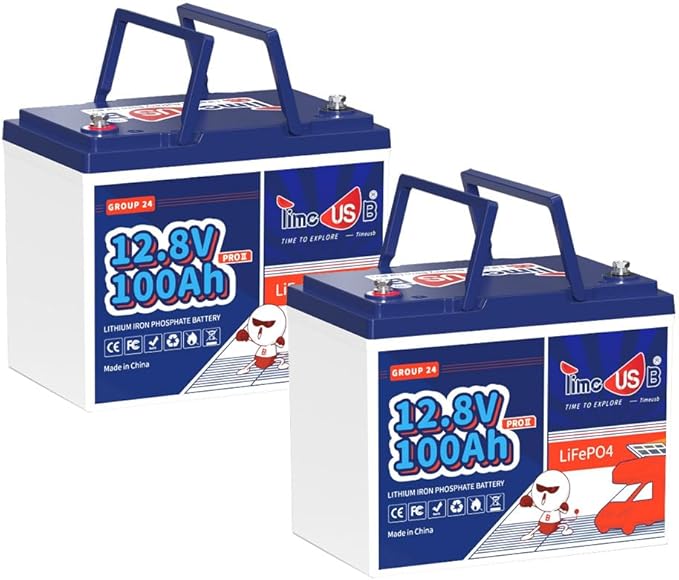 12V 100Ah Group24 Mini LiFePO4 Battery 2 Packs, Grade A Battery Cells, Replacement for Lead Acid Battery, 100A BMS, Up to 15000 Cycles, Lithium Battery for Trolling Motor & Solar System