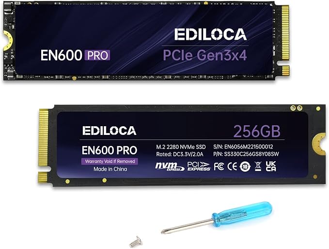 EN600 PRO SSD 256GB PCIe 3.0 Gen 3x4, NVMe M.2 2280, Up to 3200MB/s, Internal Solid State Drive, SLC Cache 3D NAND TLC, Graphene Cooling Sticker, Storage for PC, Desktop and Laptops