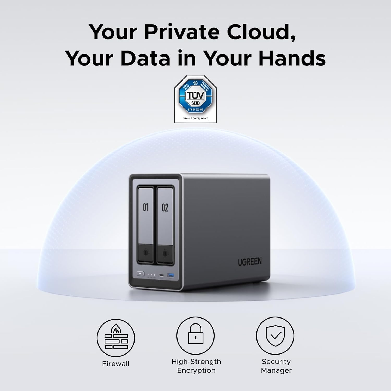 UGREEN NASync DXP2800 2-Bay Desktop NAS, Intel N100 Quad-core CPU, 8GB DDR5 RAM, 2.5GbE, 2X M.2 NVMe Slots, 4K HDMI, Network Attached Storage (Diskless)